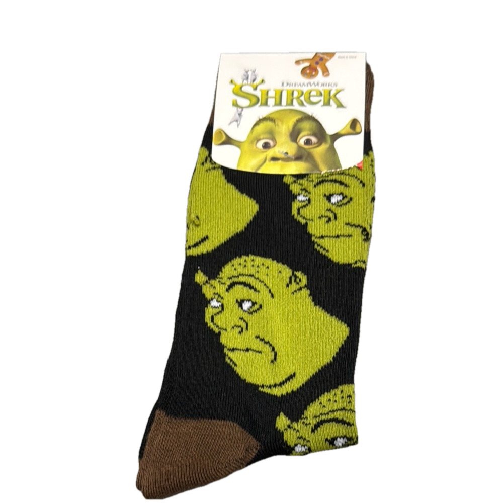 3/$18 Shrek Green and Black Casual Socks with Cartoon Design NWT